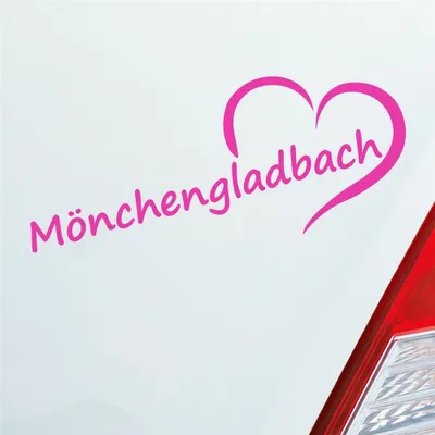 Produktbild von Auto Aufkleber Mönchengladbach Herz Stadt City Liebe Love 19,5x8 cm Pink Sticker Heckscheibenaufkleber