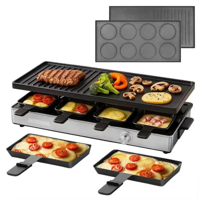 Obrázok produktu pre Gastroback Raclette Grill & Pancake Station, 8 osôb, Čierna, Nerezová oceľ, Obdĺžnikový, Hliník, 526 x 241 mm, Otočné
