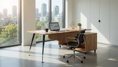 Immagine prodotto di Scrivania in legno con eleganti gambe in metallo per l'ufficio