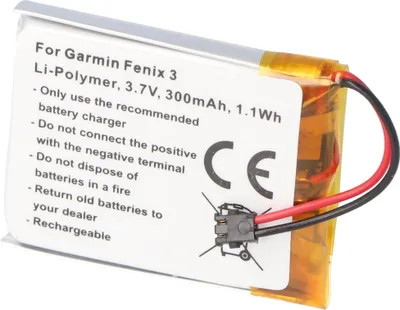 Produktbild von Akku passend für Garmin Fenix 3, 361-00034-02 Li-Polymer 3,7 Volt 300mAh 1,1Wh