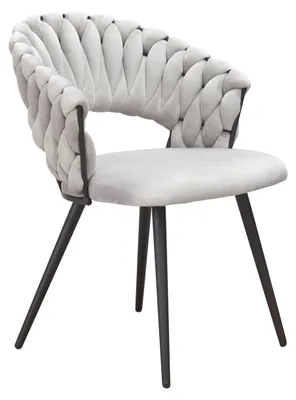 Produktbild von LC Home Esszimmerstuhl »Nancy« Flechtoptik Samt hellgrau / taupe Armlehnstuhl Designerstuhl