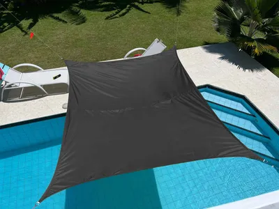 Produktbild von Sonnensegel Sonnenschutz Set inkl Befestigungsseile LxB 250x300 cm Schwarz Rechteckig Wasserabweisend Polyester 90% UV Schutz Windschutz Wetterschutz für Balkon Garten Terrasse, 2023900N