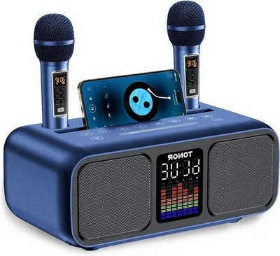 Immagine prodotto di Altoparlanti portatili con 2 microfoni wireless UHF e luce LED