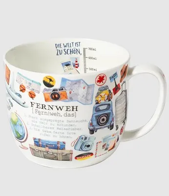 Produktbild von Kaffeebecher Fernweh, 700 ml, Kaffeetasse Tassen Teetassen Kaffeepott Henkelbecher, Reise Urlaub