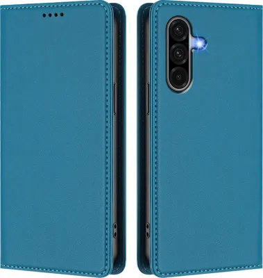 Image de Housse de téléphone portable pour Samsung Galaxy A56, étui à rabat en cuirPolyuréthaneantichoc magnétique avec support bleu