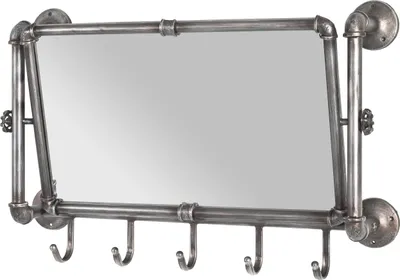 Produktbild von HAKU Wandgarderobe Wandspiegel anthrazit - Metall, Spiegel, B/H/T: 75x45x16 cm