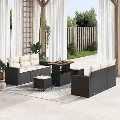 Image de Maison Exclusive - Ensemble de canapés de jardin 9 pièces en polyrotin noir