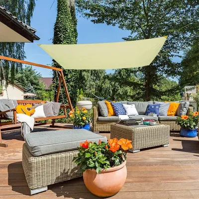 Produktbild von Sonnensegel 400 x 300 cm, beige, Polyester 160 g/m², für Garten