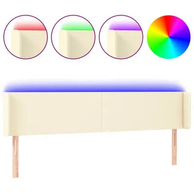 Image de vidaXL Tête de lit LED Crème 163x16x78/88 cm Similicuir
