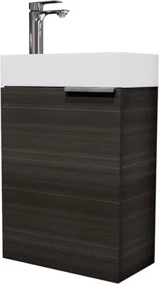 Produktbild von Waschtisch mit Unterschrank 40 cm, Gäste-WC & Bad, Badmöbel klein | Badmöbel Set für kleine Bäder, Keramik Waschbecken, Waschtischunterschrank für Badezimmer, Gäste-Bad & WC, anthrazit