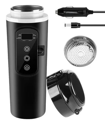 Reisewasserkocher Auto 500 ml, 12/24 V, Temperaturregelung, LCD, schwarz