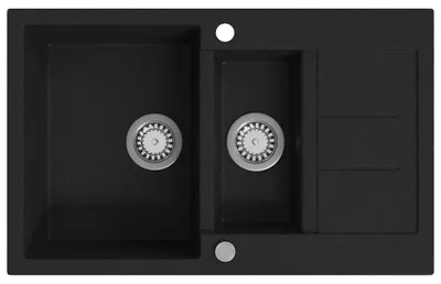 Obrázek produktu pro vidaXL Granitový dřez Double Bowl Black