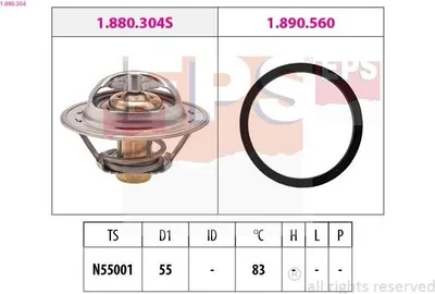 Produktbild von EPS Thermostat Kühlmittel 83°C für FIAT DUCATO Pritsche/Fahrgestell (230) DUCATO Bus (230) DUCATO Kasten (230L) passend für PEUGEOT 306 Schrägheck