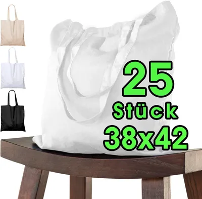 Produktbild von Set von 25 Unbedruckten Baumwolltaschen, 38 x 42 cm