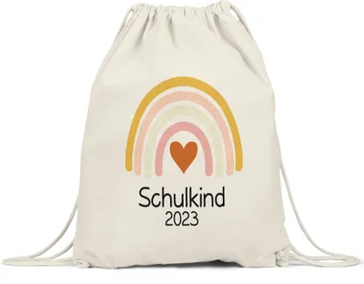 Produktbild von Schulkind 2023 Turnbeutel Gymsack Einschulungsgeschenk Grundschule 1. Klasse Schulstart Herzen Motiv