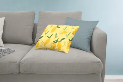 Produktbild von MuchoWow® Zierkissen Sofakissen Wohnzimmer Dekokissen 60x40 cm Zitrone - Blätter - Muster - Kopfkissen - Polster mit Foto