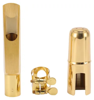 Produktbild von Tenor-Saxophon-Mundstück-Set mit Kappe, Typ 5, flache B-Taste, Messing-Metall-Saxophon-Zubehör für Profis und Anfänger