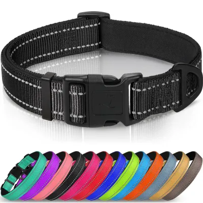 Productafbeelding van Hondhalsband van Nylon voor Middelgrote Honden, Reflecterend, Zwart