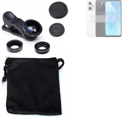 Produktbild von K-S-Trade Smartphone Kamera Linsen Set Kompatibel mit Oppo Reno9 A 3in1 Clip-On Kamera Adapter Macro Weitwinkel FishEye Fischauge Objektiv Linse