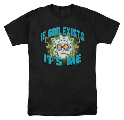 Produktbild von Rick And Morty - "If God Exists It´s Me" T-Shirt für Herren/Damen Uni TV37659 (S) (Schwarz), KI-generiertes Bild