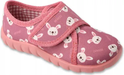 Produktbild von Hausschuhe Befado FLEXI 457P001 Barfuß rosa mit Häschen Klettverschluss
