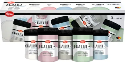 Produktbild von ViVA DECOR Kreidefarben-Set "Chalky pastell" 5-teilig