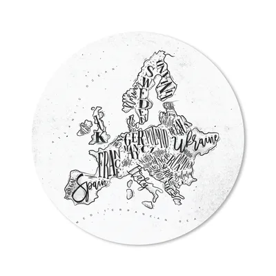 Produktbild von MuchoWow® Mauspad Mousepad Karte - Europa - Schwarz - Weiß 40x40 cm - Mousepads - Maus Mat - Pad - Mausunterlage - Schreibtisch Accessoires