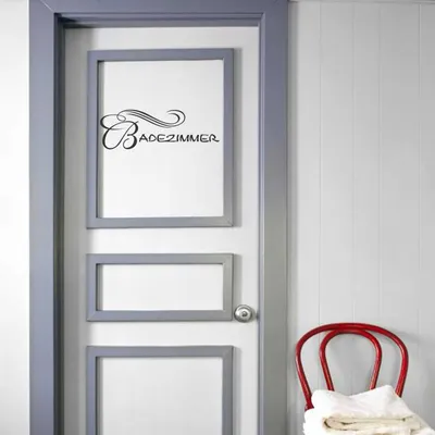 Produktbild von Wandtattoo - Wandaufkleber - Tür- Wandtattoo Badezimmer - 50cm x 16cm schwarz - Dekoration Küche Wohnzimmer Wand