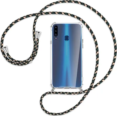 Produktbild von Handykette Backcover-Schutzhülle mit Band (Metall silberfarben) für Samsung Galaxy A20s - camouflage