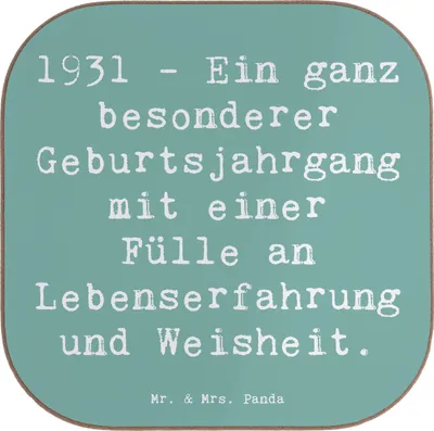 Produktbild von Mr. & Mrs. Panda Holzuntersetzer Spruch 1931 Geburtstag - Meeresbrise - Geschenk, Feiern, Alter, Jahrgang, Coaster, gläseruntersetzer, 90., Happy Birthday