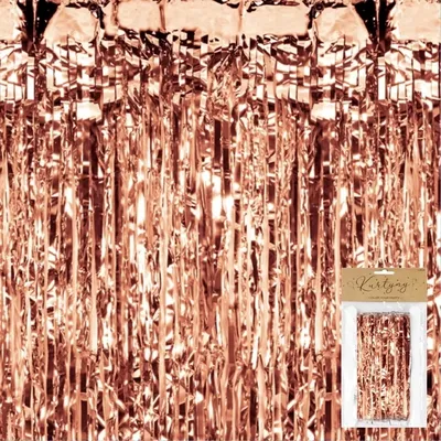 Image de KURTYNA IMPREZOWA RÓŻOWO ZŁOTA NA PRZYJECIE URODZINOWE 100x200 cm
