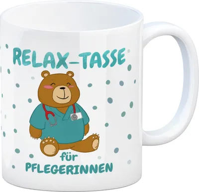 Produktbild von Relax Tasse für Pflegerinnen Kaffeebecher mit süßem Bären-Motiv