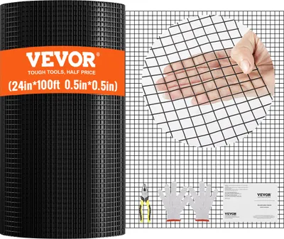 Produktbild von VEVOR Volierendraht 61 x 3048 cm, Gartenzaun, 1,06 mm Maschendrahtzaunrolle, Vinylbeschichtetes Drahtzaun für Hühnerstallbarrieren, Kaninchen- und Schlangenzäune, Geflügelgehege