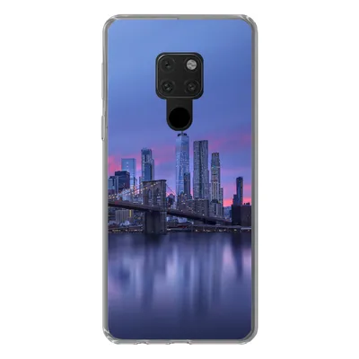 Produktbild von MuchoWow® Handyhülle Schutzhülle Hülle für Huawei P40 Lite New York - Wasser - Brücke Silikon Softcase Handy Hülle - Handy