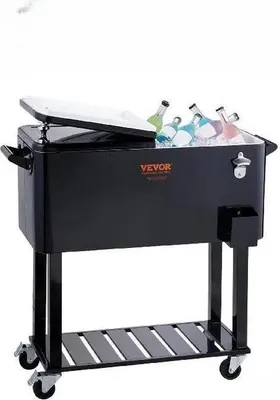 Produktbild von Kühlbox 80L Rollkoffer mit Handgriff und Bieröffner Schwarz