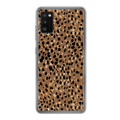 Produktbild von MuchoWow® Handyhülle Schutzhülle Hülle für Samsung Galaxy A41 Tiermuster - Luxus - Gold - Braun Silikon Softcase Handy Hülle - Mobiltelefon