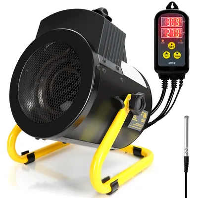 Productafbeelding van Clanmacy kasthoefverwarming 2kW, elektrische verwarming, elektrische ventilatorverwarming, verwarming met ventilator voor kas, IPX4, met thermostaat, digitaal