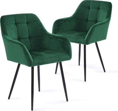Perfur Casa®2 Set Jídelní židle, židle jídelny, židle jídelny 2er, kuchyňské židle, židle jídelna, sametová zelená
