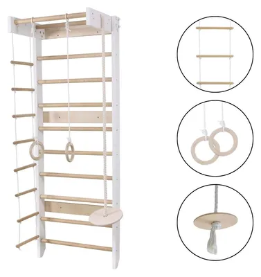 Image de Espalier en bois pour enfants Skandi, blanc et bois