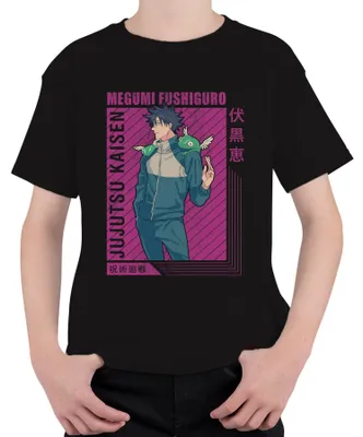 Obrázok produktu pre Megumi Fushiguro Jujutsu Kaisen Shikigami Anime Gift Retro Uni detské tričko, čierna, 116