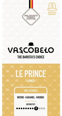 Produktbild von Vascobelo Le Prince Lungo Kaffeekapseln, 10 Stück, 55 g – Aromatischer Arabica-Kaffee
