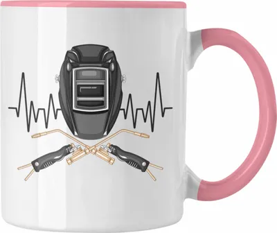 Produktbild von Trendation - Schweißen Herzschlag Tasse Geschenk für Schweißer Schlosser Hobby Geschenkidee (Rosa)