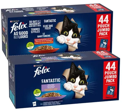 Zdjęcie produktu dla Felix Fantastic Wiejskie Smaki i Wybór Smaków 88x85g Mokra Karma Dla Kota Mix smaków W Galaretce