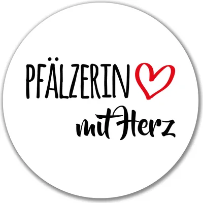 Produktbild von Huuraa Aufkleber Pfälzerin mit Herz 10cm rund Sticker Geschenkidee