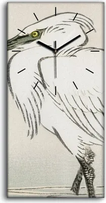 Produktbild von Wanduhr Bürouhr Leinwand Bild 30x60 Malerei Asiatische Tier Vogel Kunst - schwarze Hände