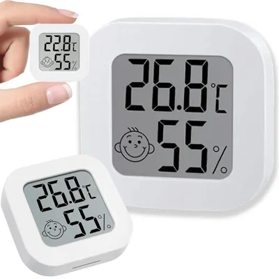 Produktbild von Digitales Thermometer Hygrometer Raumthermometer Luftfeuchtigkeitsmesser LCD Innen weiß selbstklebend