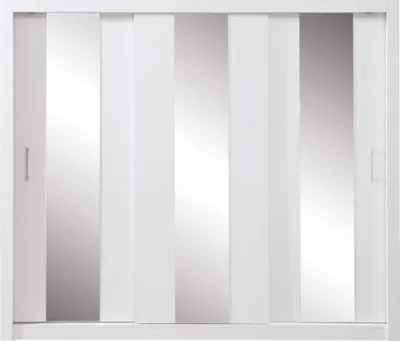 Produktbild von Großer 250 cm breiter Kleiderschrank mit 2 Türen, 9 Fächern und 2 Schubladen | Farbe: Weiß | Tiefe: 60 cm