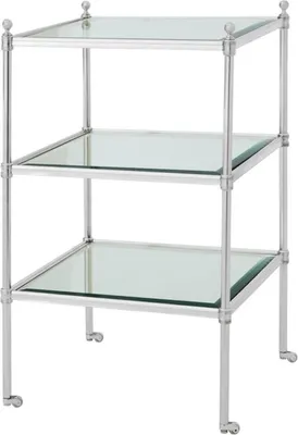 Produktbild von Casa Padrino Luxus Wohnzimmer Beistelltisch mit Rollen Silber 42 x 42 x H. 71 cm - Hotel Möbel