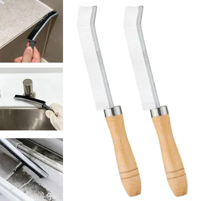 Fugenreinigungsbürste 2er-Set mit Holzgriff, multifunktional