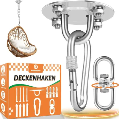 Produktbild von Deckenhaken 360° drehbar, Edelstahl, bis 400 kg, für Hängesessel und Gymnastik
